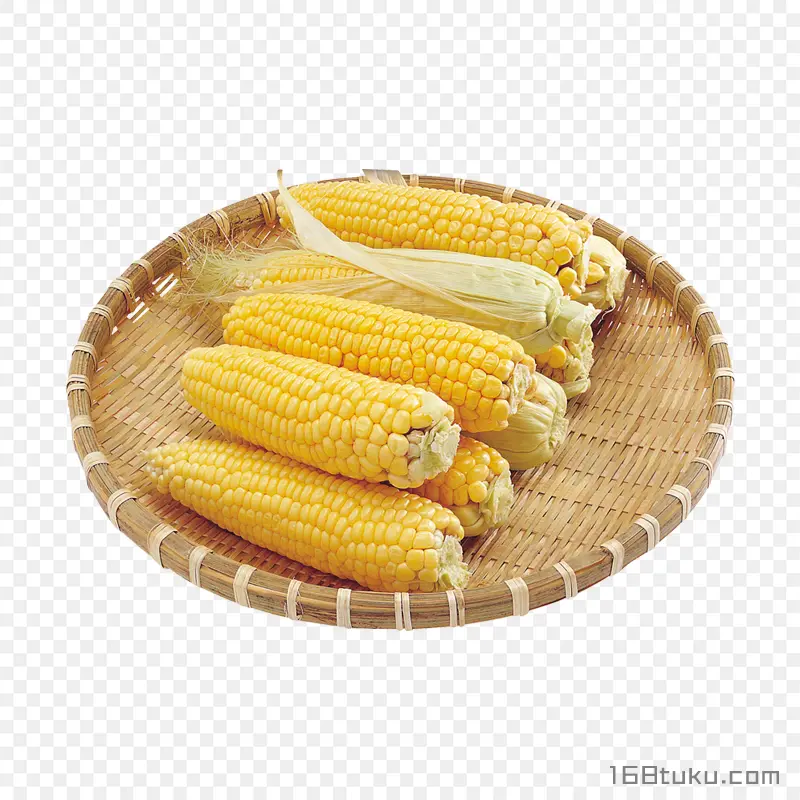 玉米玉米棒竹簸箕png素材