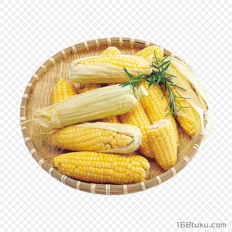 玉米玉米棒竹簸箕迷迭香png素材