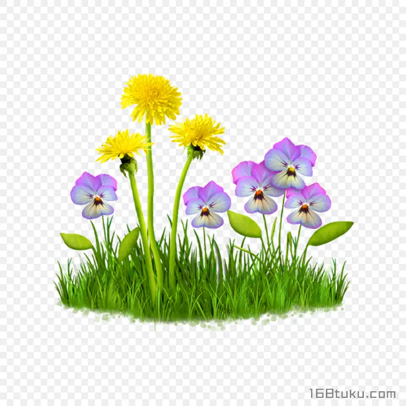 卡通花草草丛