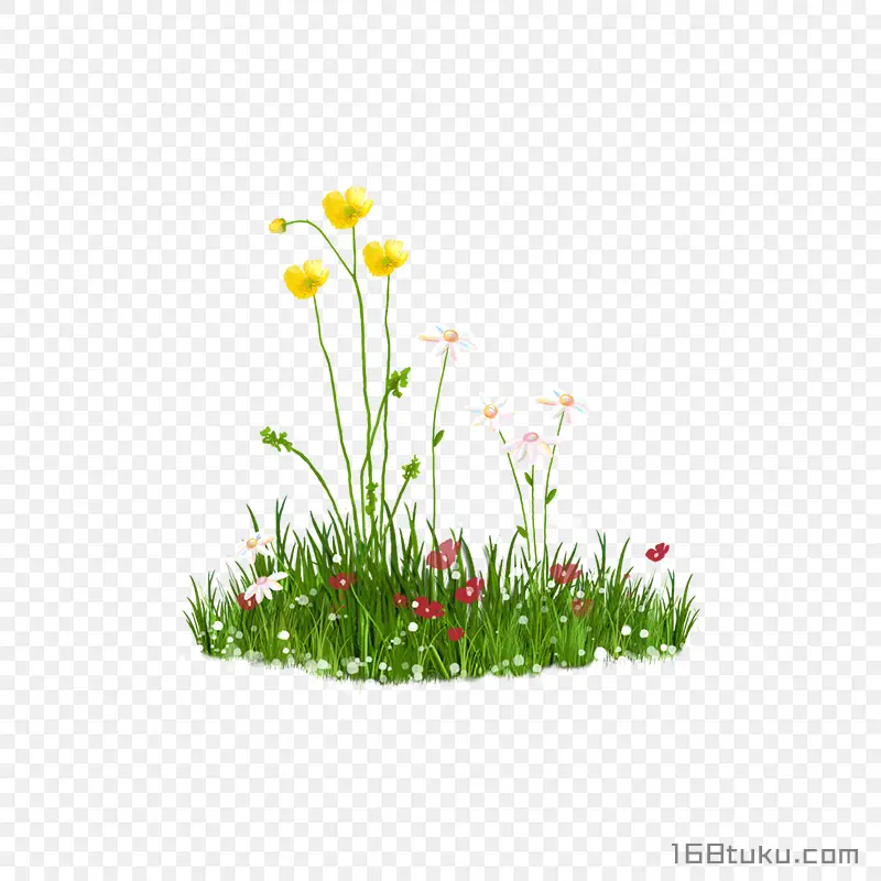 卡通花草草丛