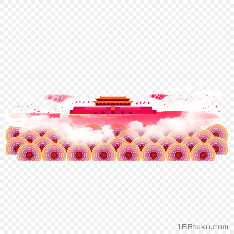 天安门烟花国旗祥云png素材