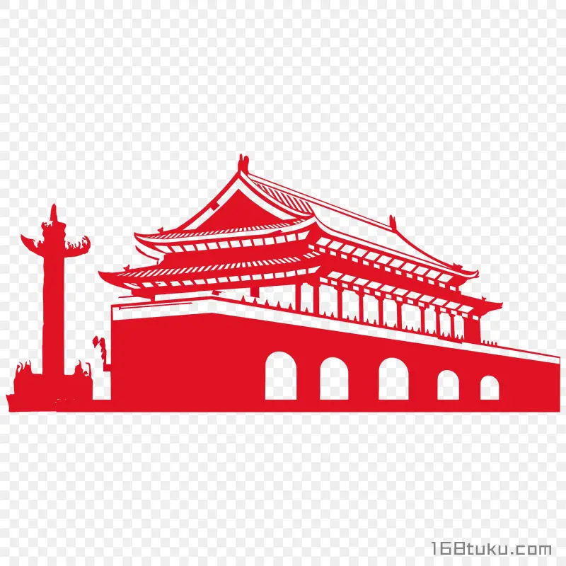 天安门红色爱国png素材