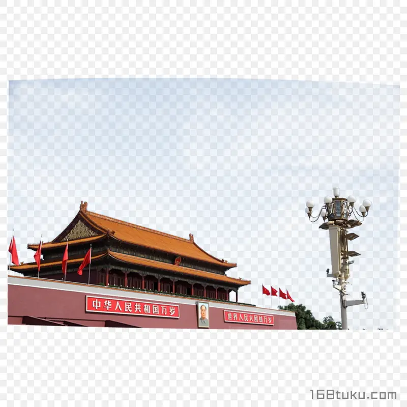 天安门国旗路灯png素材