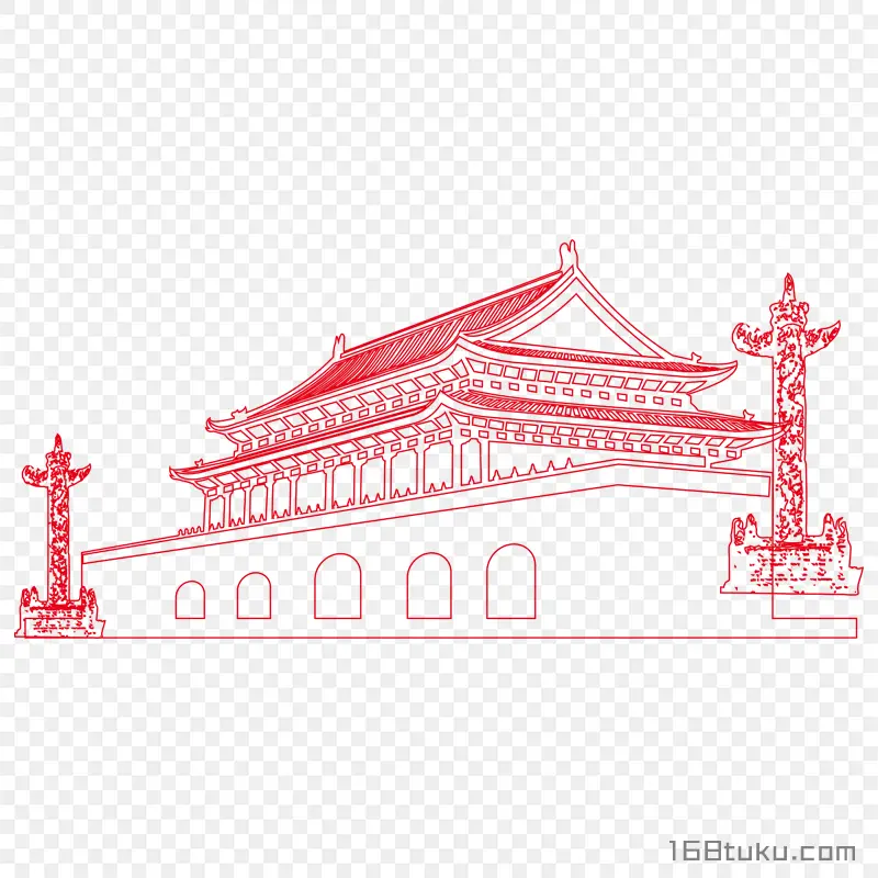 天安门轮廓爱国png素材