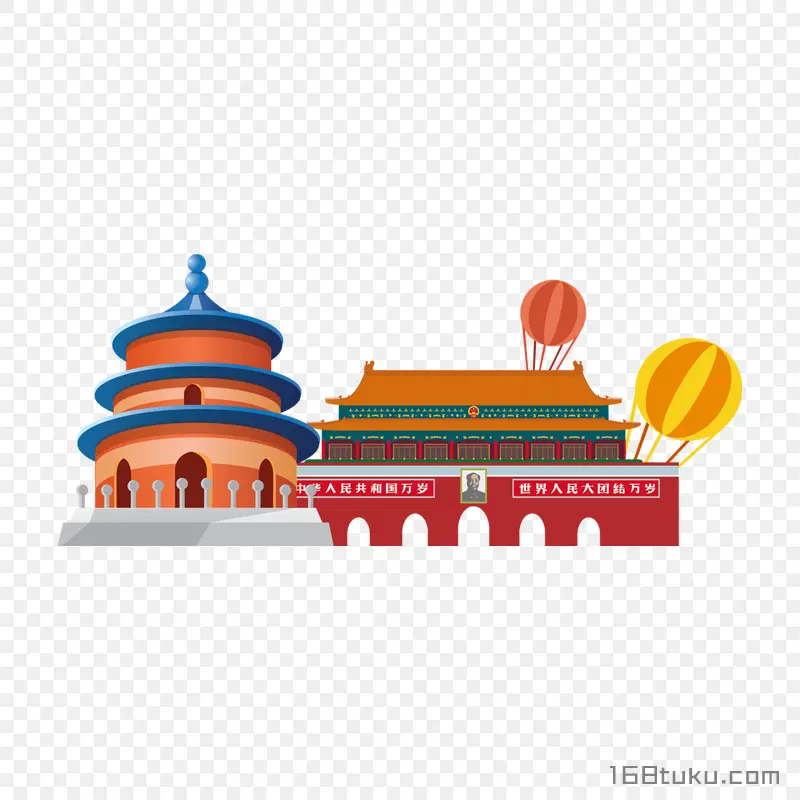 天安门天坛热气球png素材
