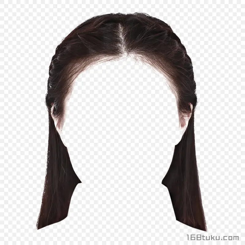女生发型免扣发型时尚发型黑长直编发png素材