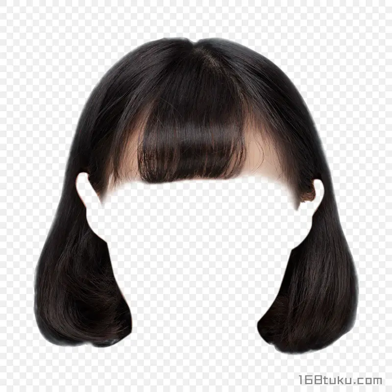 女生发型免扣发型齐刘海短发png素材