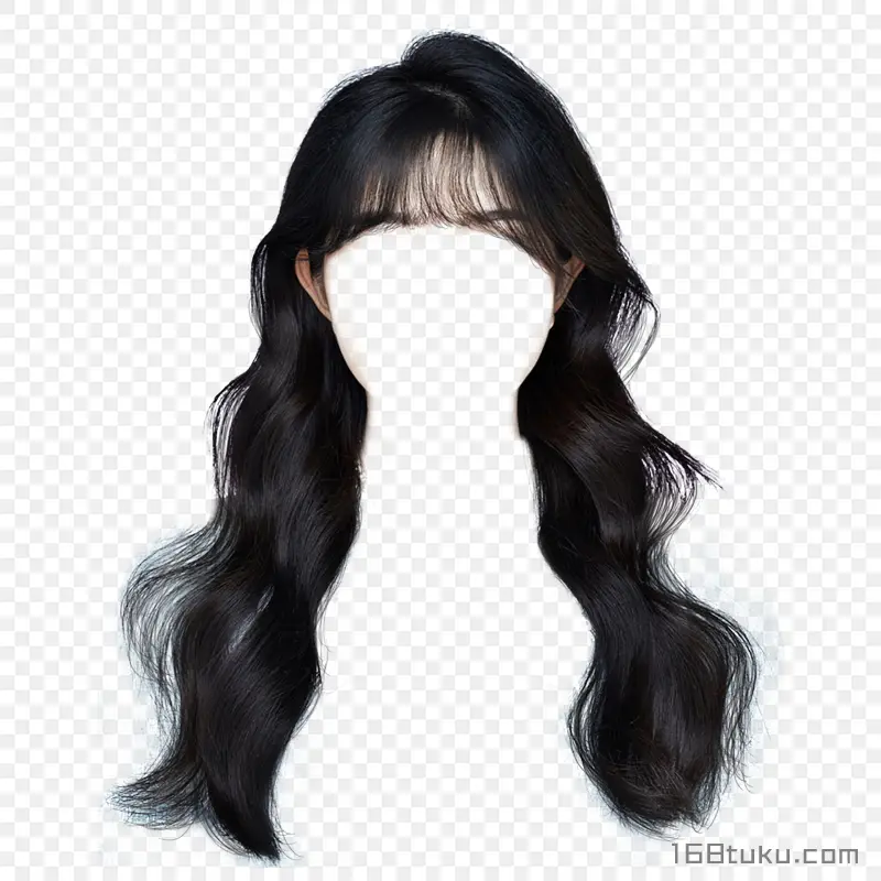 女生发型免扣发型时尚卷发大波浪空气刘海png素材