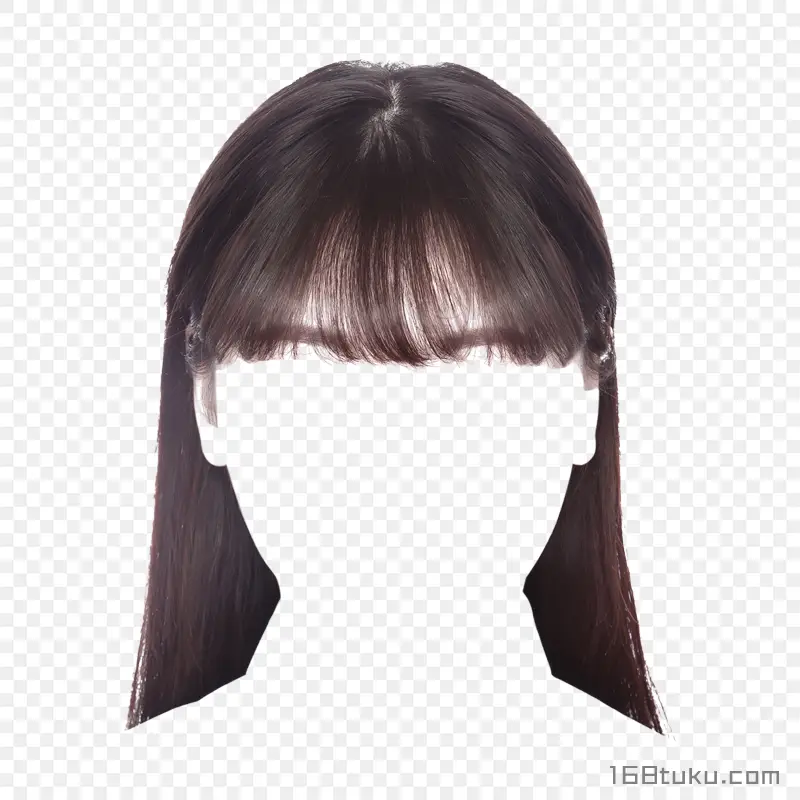 女生发型免扣发型齐刘海png素材