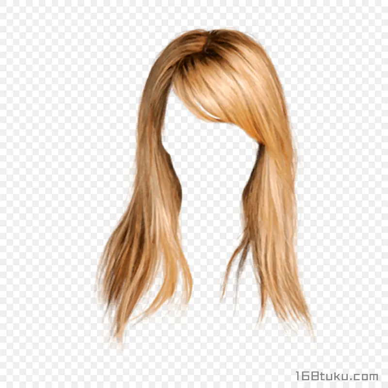 女生发型免扣发型黄色头发png素材