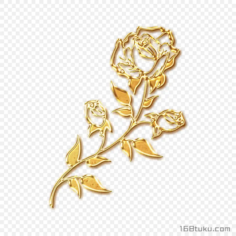 玫瑰花一支金色玫瑰花金箔玫瑰png素材免费下载免扣