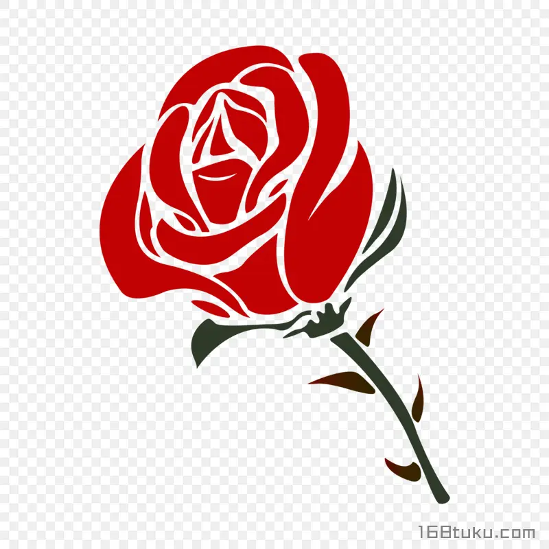 插画一支玫瑰花红玫瑰花蔷薇花月季花png素材免费下载免扣
