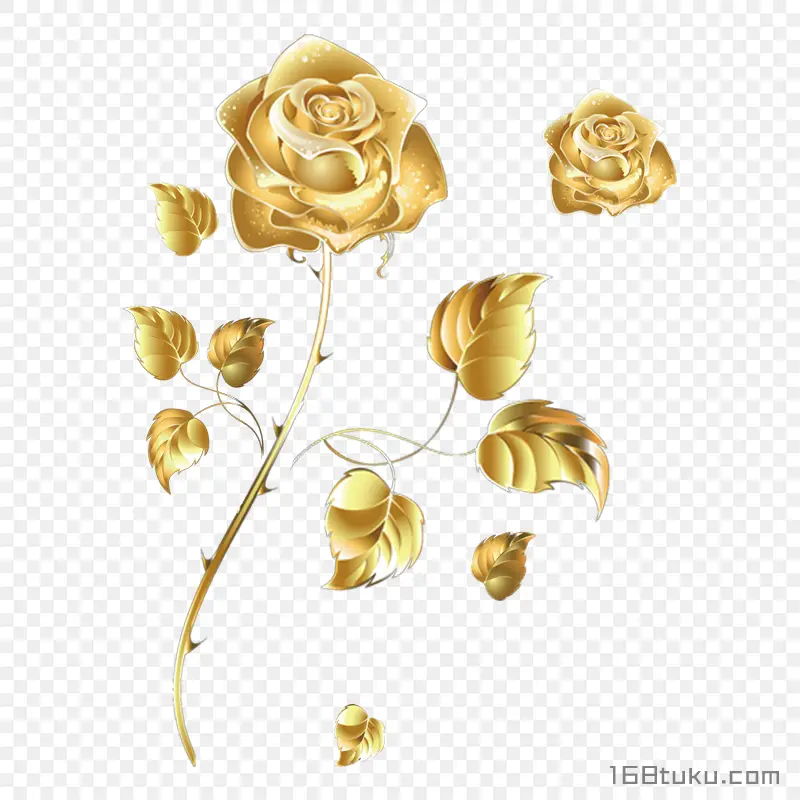 玫瑰花一支金色玫瑰花金箔玫瑰png素材免费下载免扣
