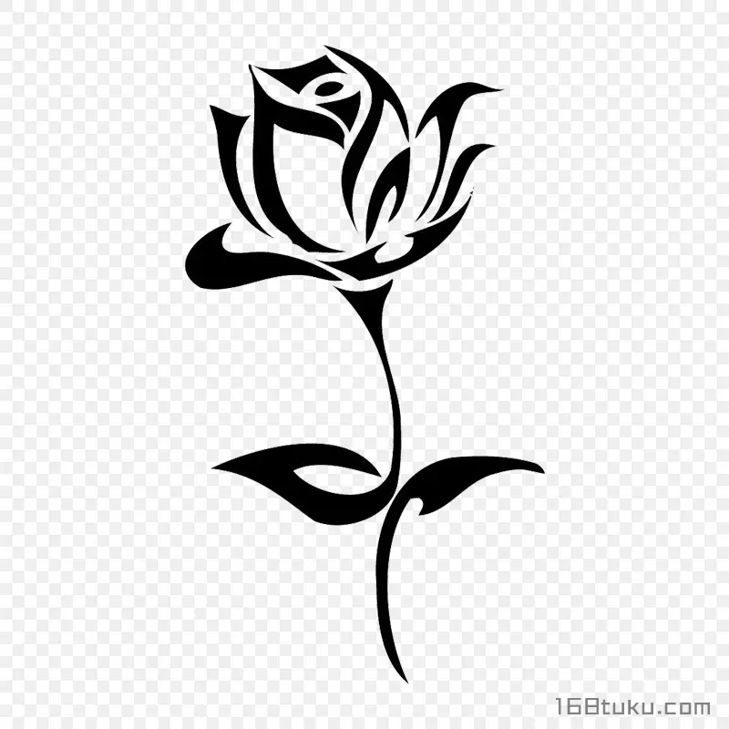 手绘插画一支玫瑰花月季花线描玫瑰png素材免费下载免扣