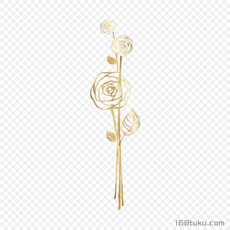 玫瑰花一支金色玫瑰花金箔玫瑰png素材免费下载免扣