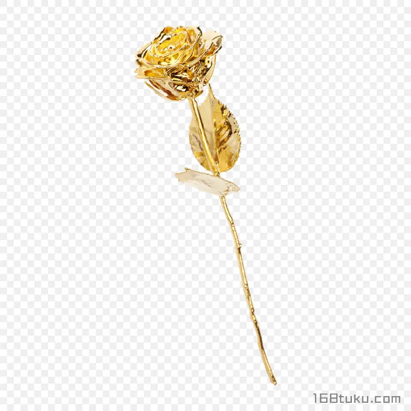 玫瑰花一支金色玫瑰花金箔玫瑰png素材免费下载免扣