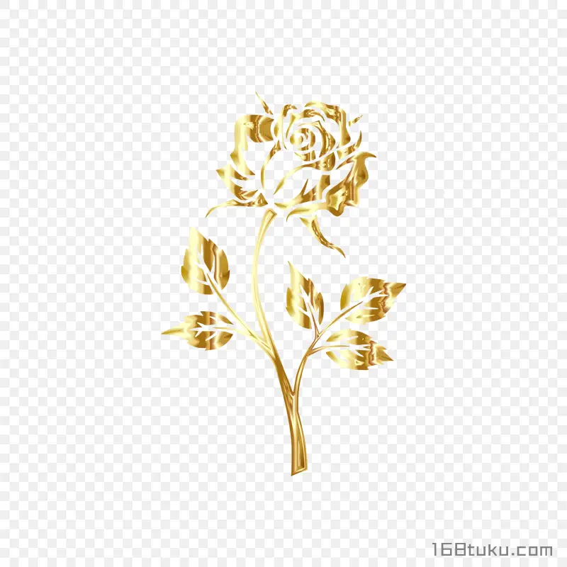 玫瑰花一支金色玫瑰花金箔玫瑰png素材免费下载免扣