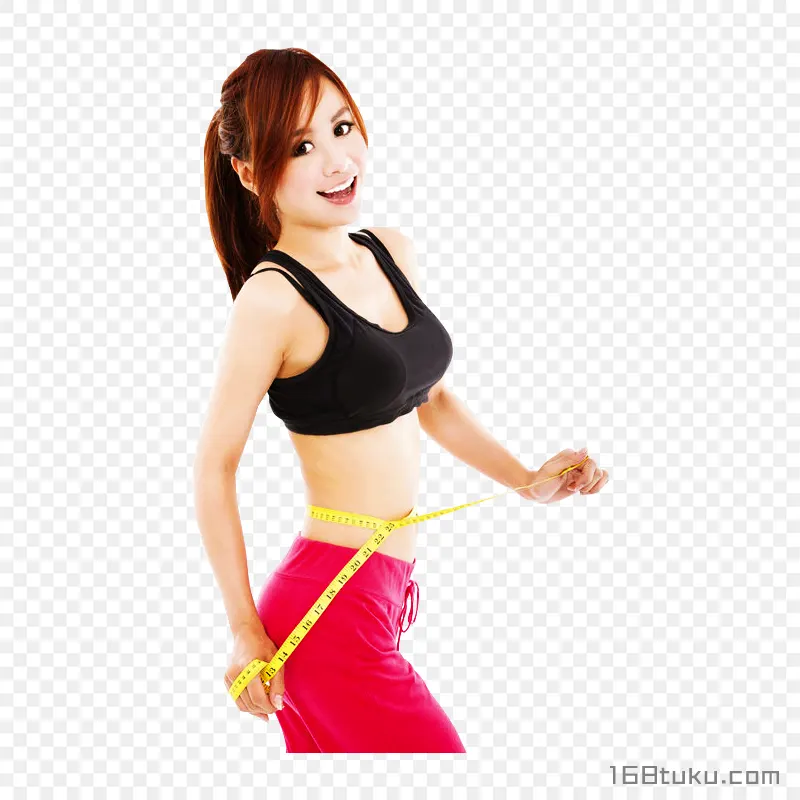 时尚美女瘦身美容美体健身完美身材减肥皮尺测量腰围PNG素材免抠图片免费下载