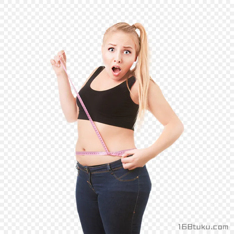 美女瘦身美容美体健身减肥皮尺测量腰围PNG素材免抠图片免费下载