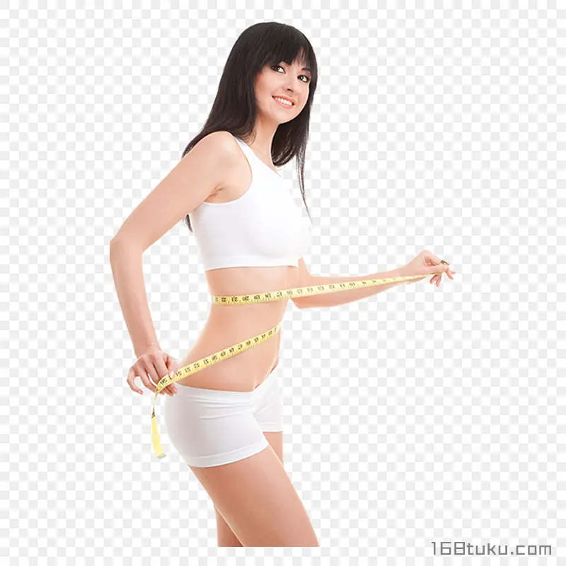 时尚美女瘦身美容美体健身完美身材减肥皮尺测量腰围PNG素材免抠图片免费下载