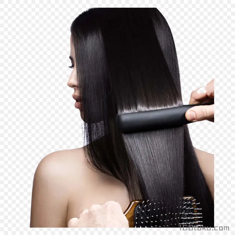 潮流发型美容美发时尚发型直发美女美发海报黑长直梳子拉直夹板PNG素材免抠图片免费下载
