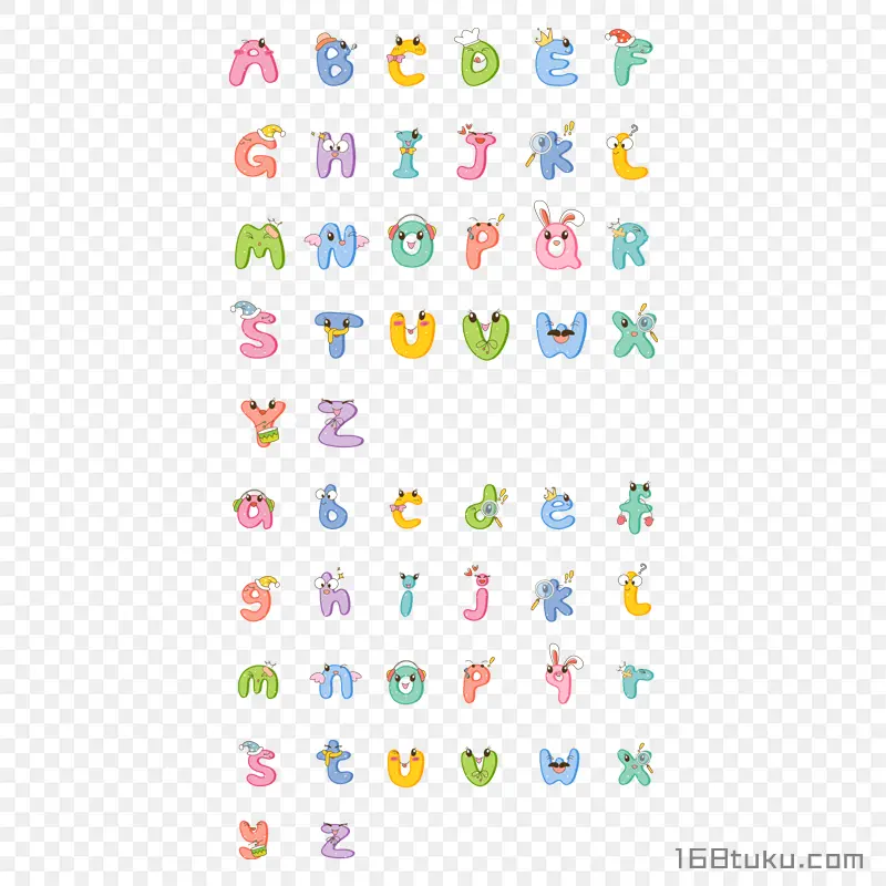 创意可爱小动物字母png素材免抠素材