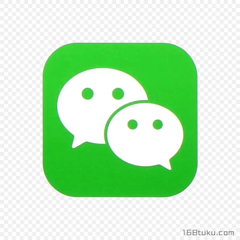 绿色背景白色微信图标PNG素材免费下载