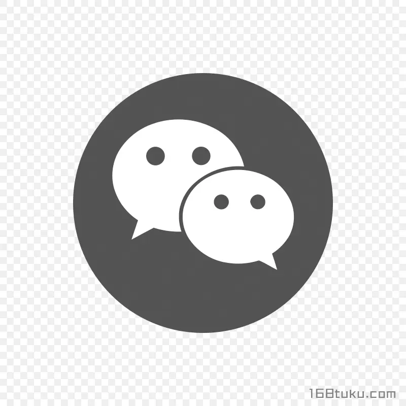 灰色圆形白色微信图标PNG素材免费下载