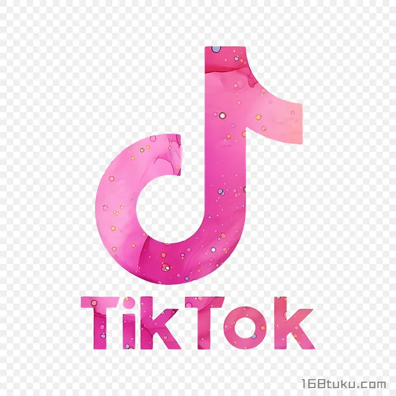粉色渐变纹理抖音tiktok标志png素材免抠素材