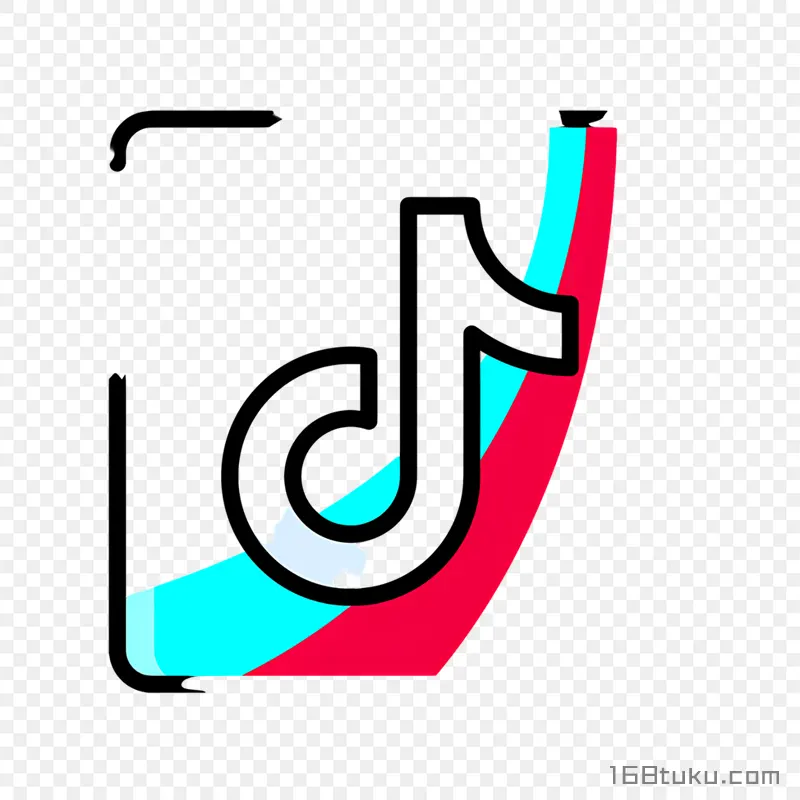 创意抖音蓝红图标png素材免抠素材