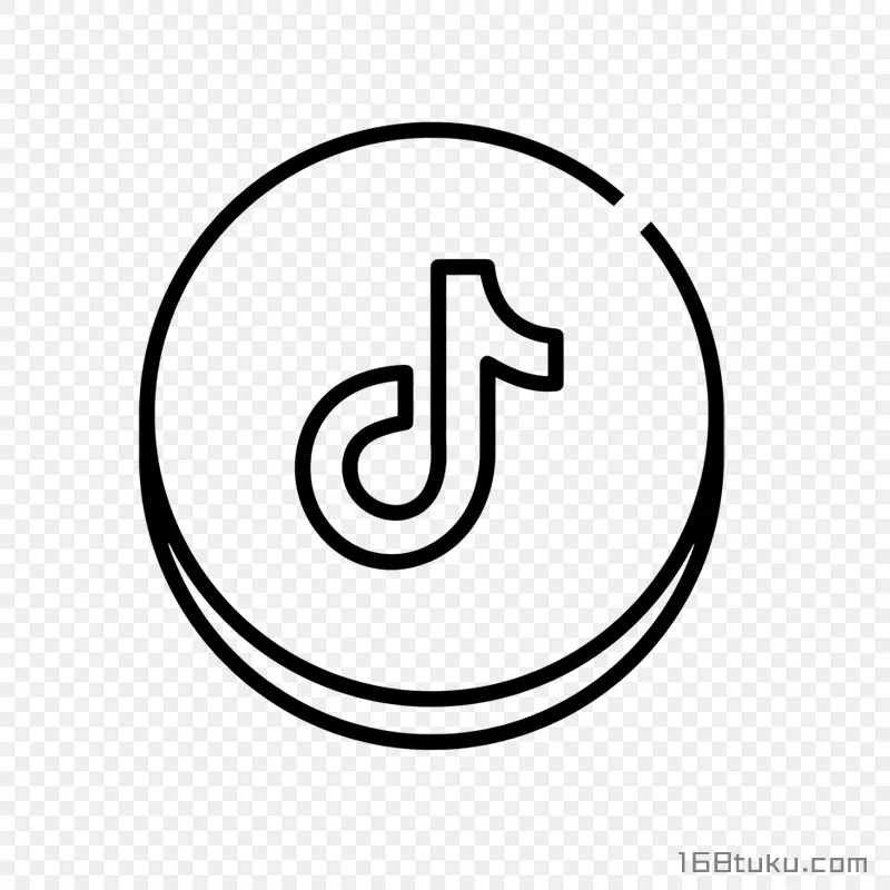 圆形线条抖音标志png素材免抠素材