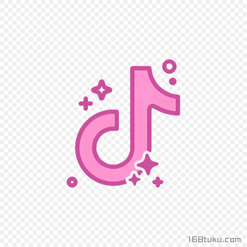 粉色抖音星星闪耀标志png素材免抠素材