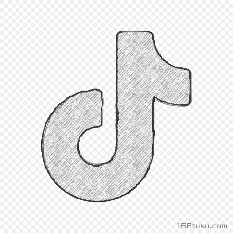 灰色抖音铅笔手绘logo标志png素材免抠素材