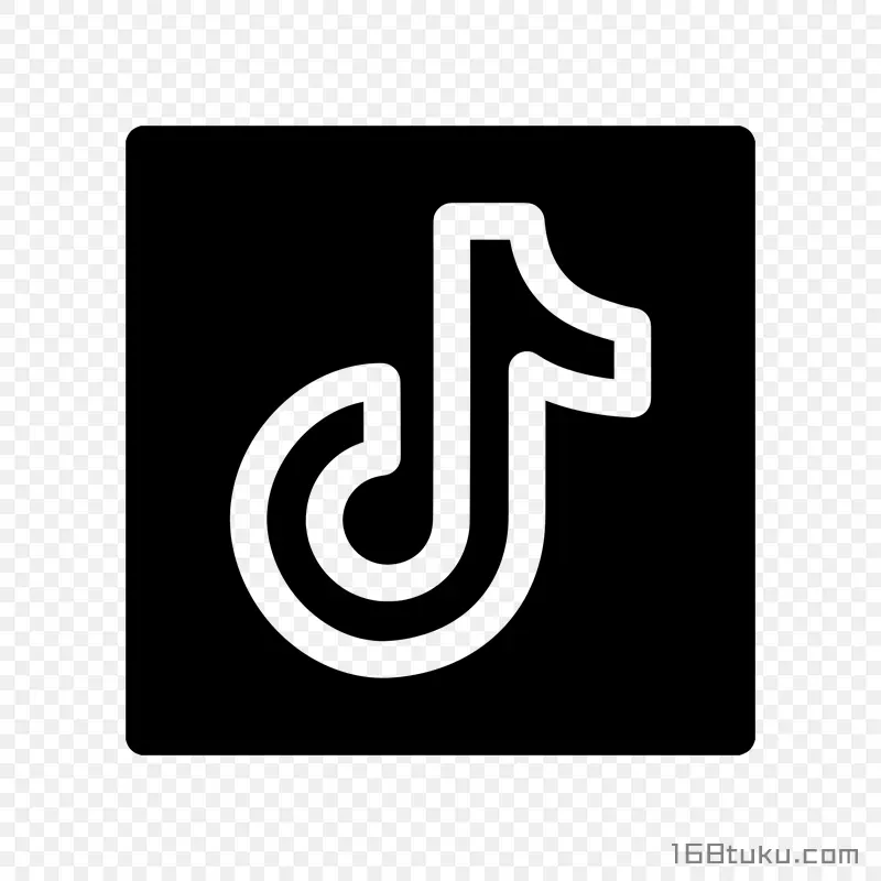黑色背景镂空抖音logo标志png素材免抠素材