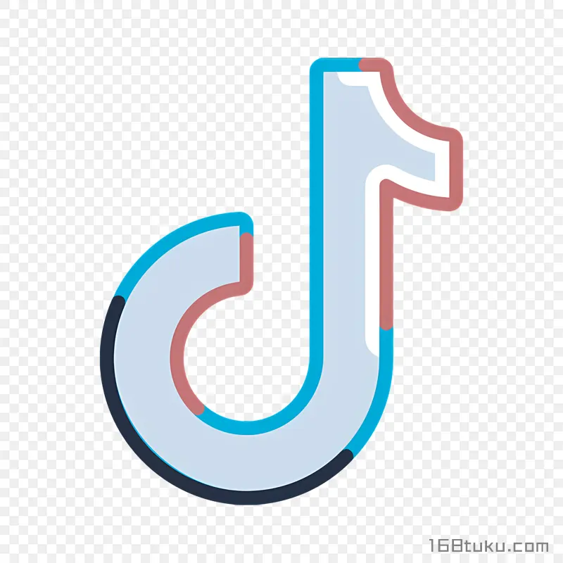 撞色描边抖音logo图标png素材免抠素材