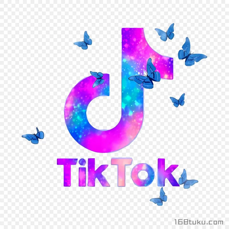 抖音TIKTOK创意蝴蝶logopng素材免抠素材