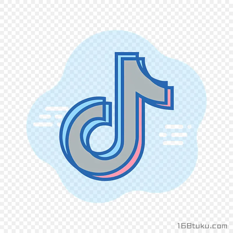 创意蓝色描边抖音图标png素材免抠素材