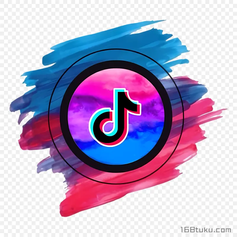 彩色油墨背景抖音logo标志png素材免抠素材