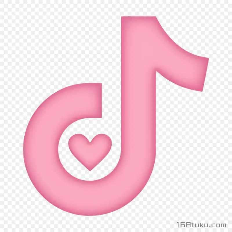 粉色爱心抖音logo标志png素材免抠素材