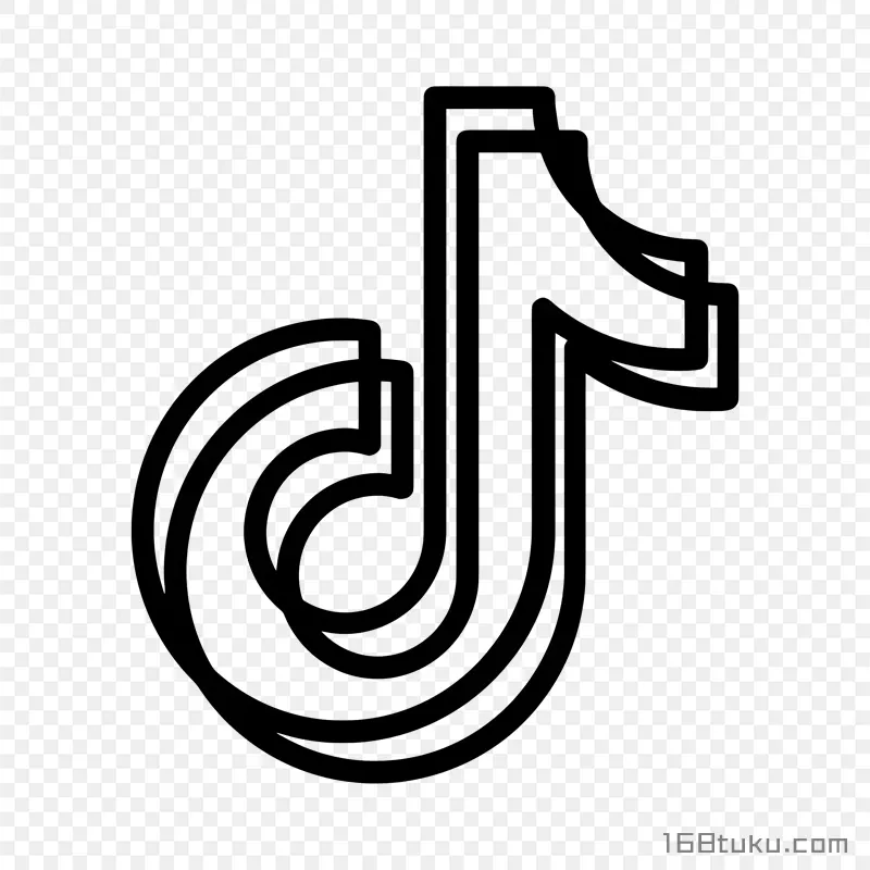 线条镂空抖音logo标志png素材免抠素材