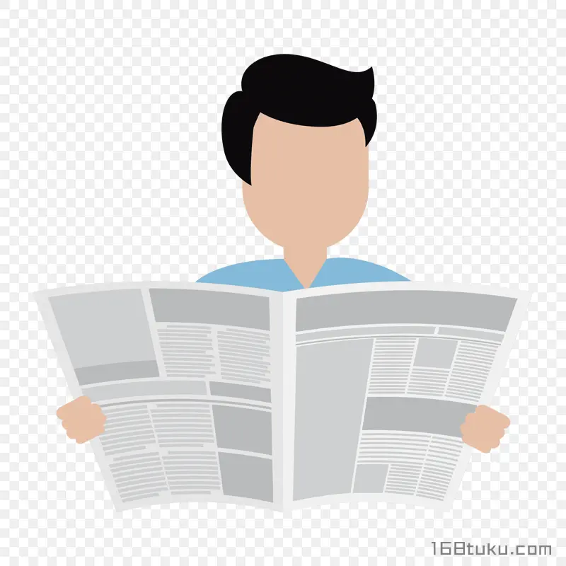 男人读报卡通角色png素材免抠素材