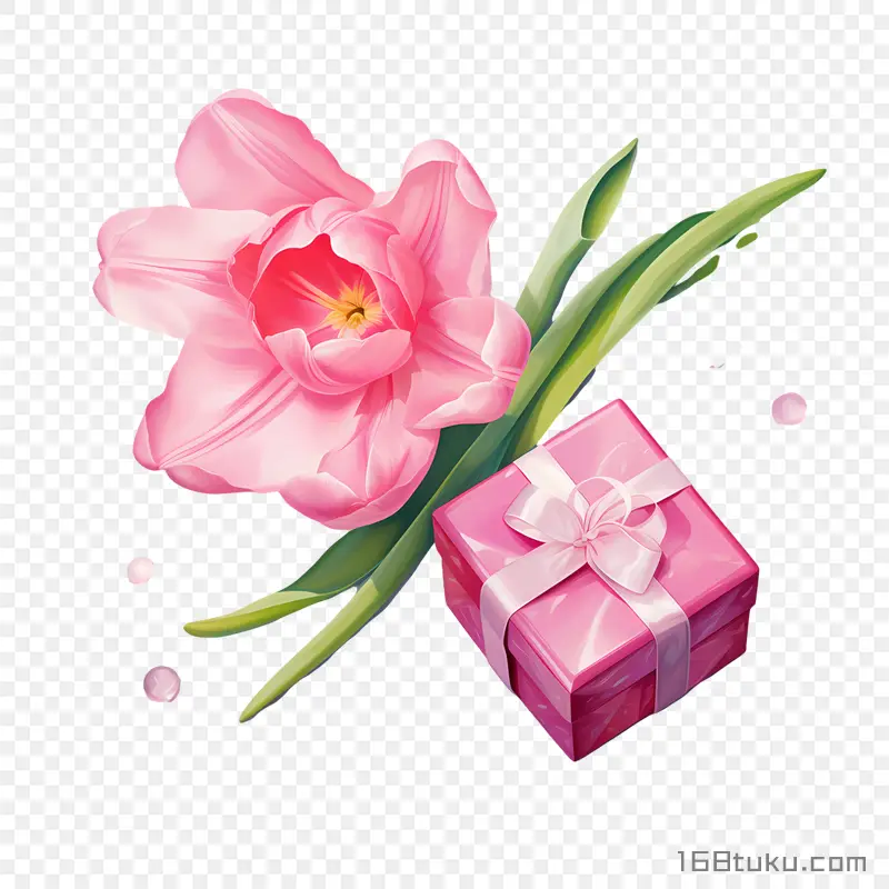 手绘鲜花礼盒png素材免抠素材