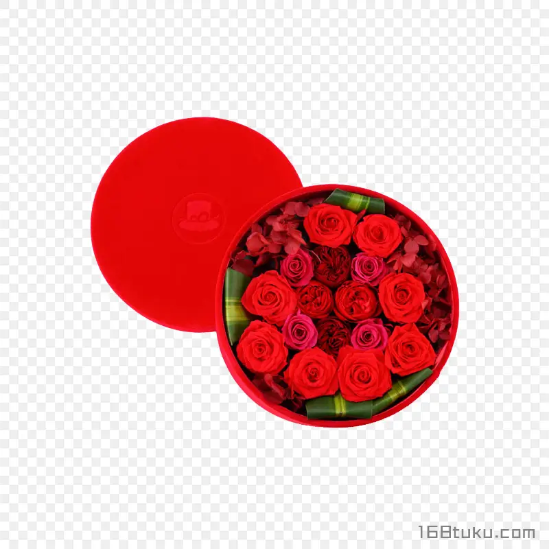 圆形玫瑰礼盒png素材免抠素材