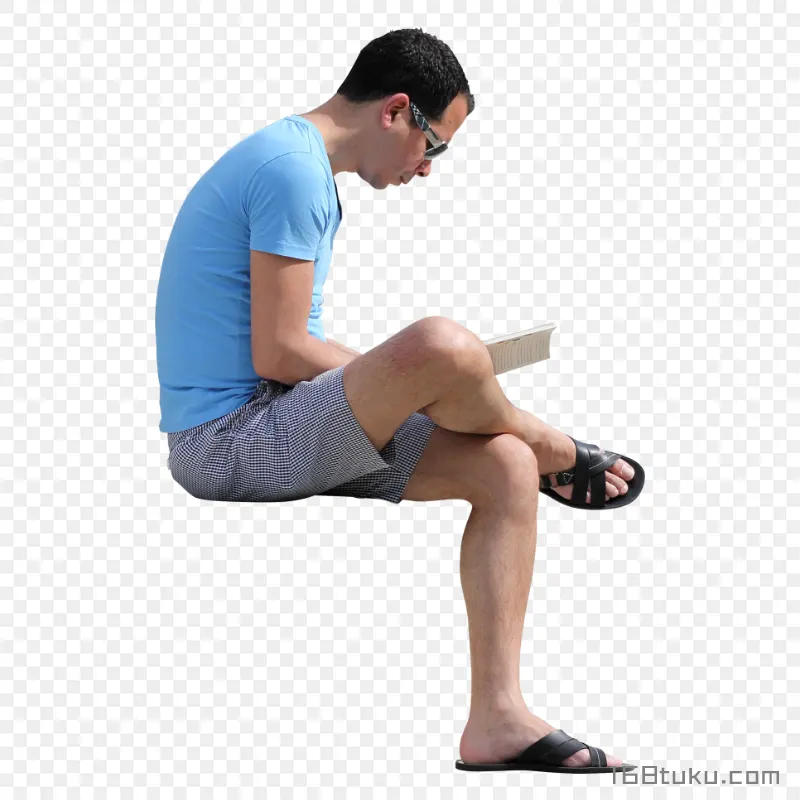 坐着看书的男人png素材免抠素材