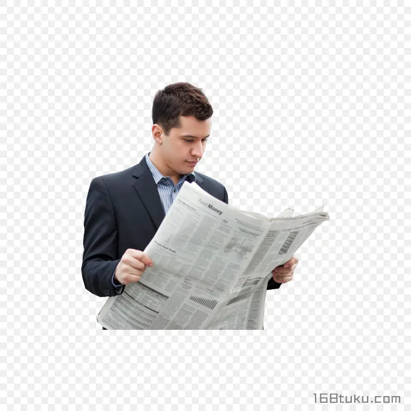 看报纸的商务人士png素材免抠素材