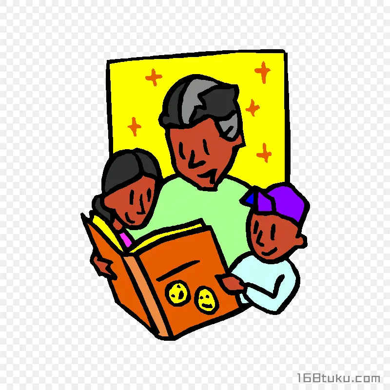 亲子阅读卡通人物插画png素材免抠素材