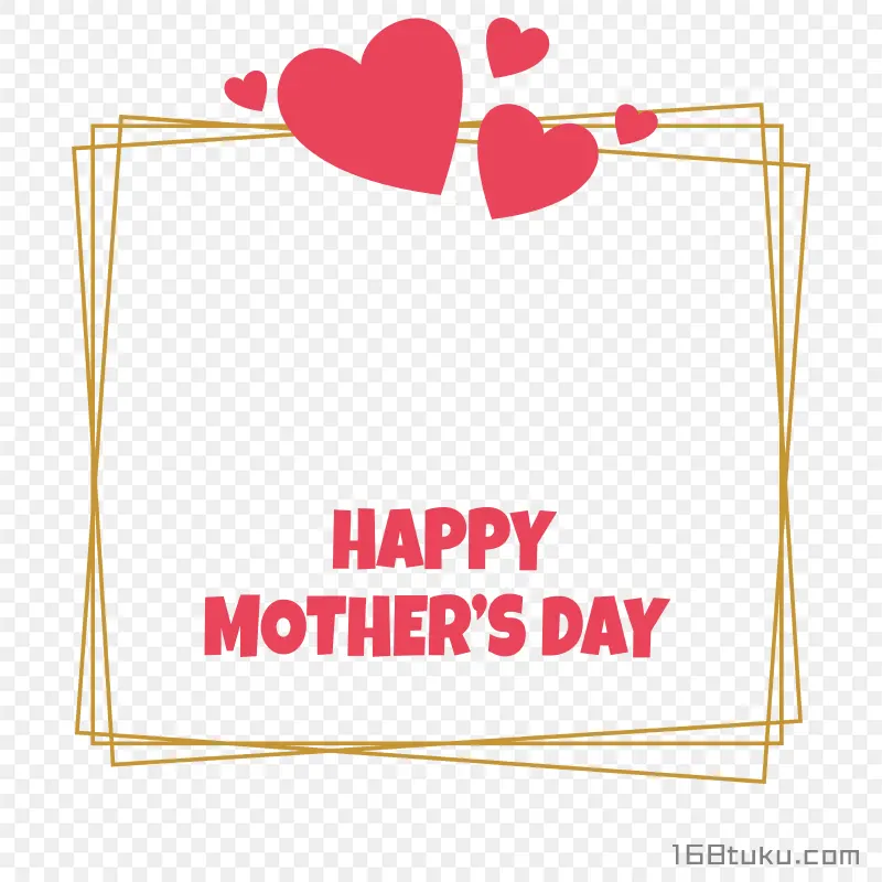 红心装饰的母亲节贺卡文本框happy mother's day png素材免费png