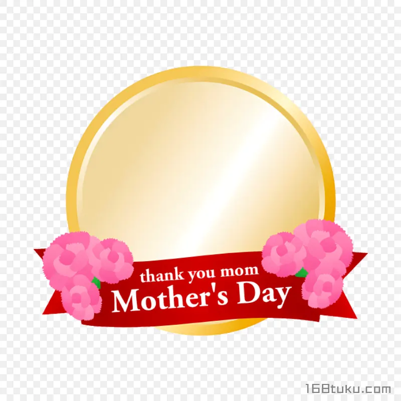 康乃馨母亲节圆形文本框happy mother's day png素材免费png