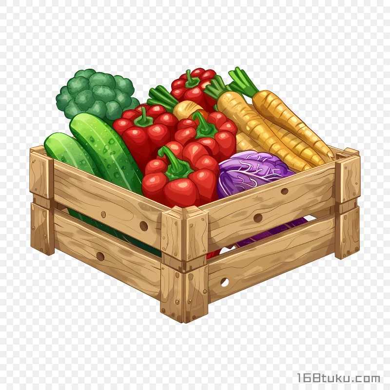 装蔬菜的木框插画免抠素材免费png
