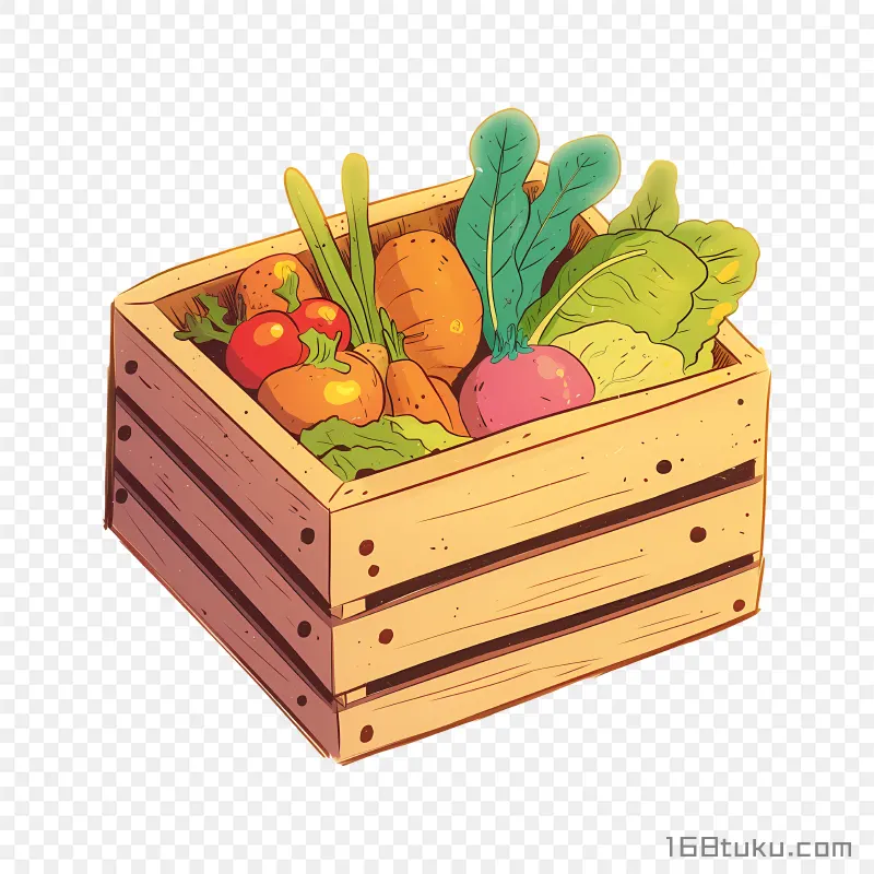 装蔬菜的木框插画免抠素材免费png